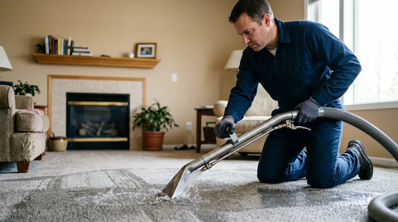 Water damage restoration technician working near Cassadaga, NY